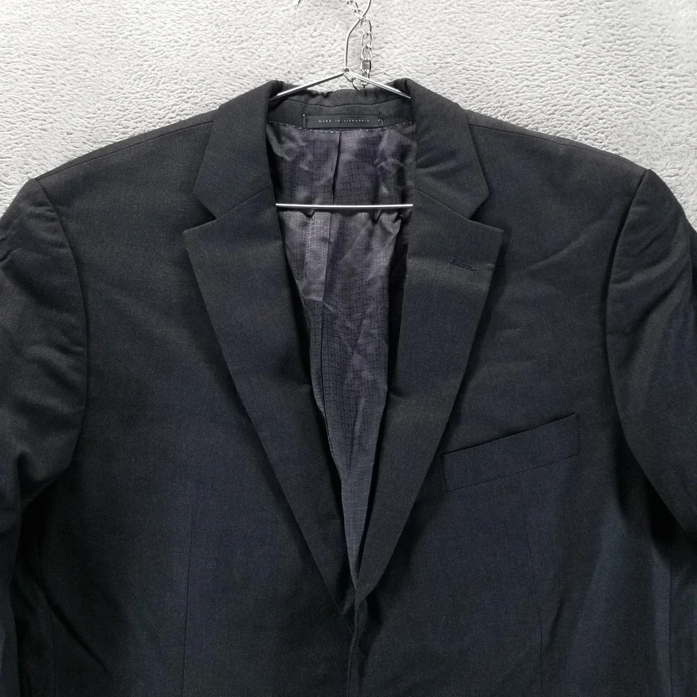 Hugo Boss Blazer Mens 42L Black Super 100‎ Wool Sport Jacket Two Button